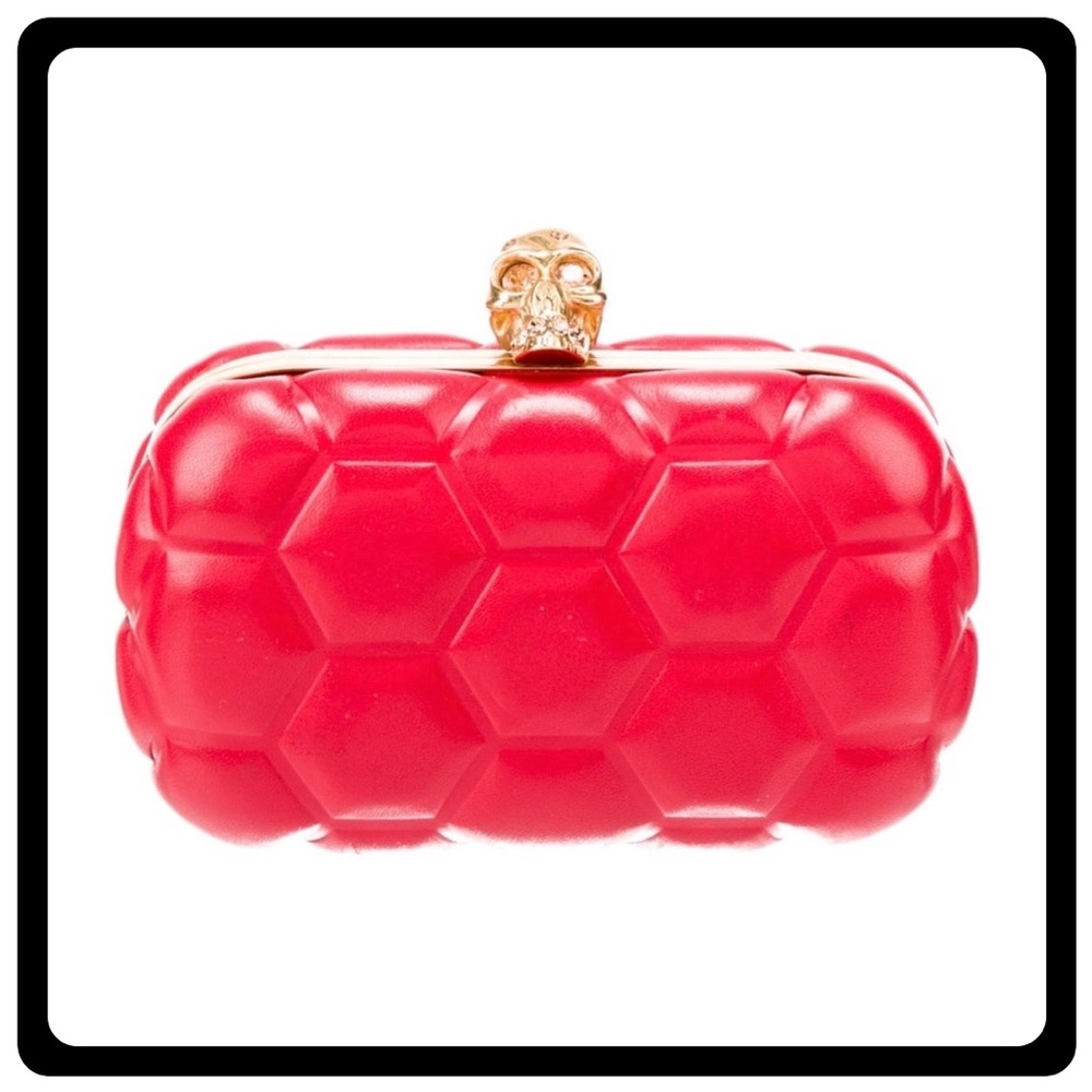 Alexander McQueen Red Geometric Skull Clutch - Picture 5 of 10